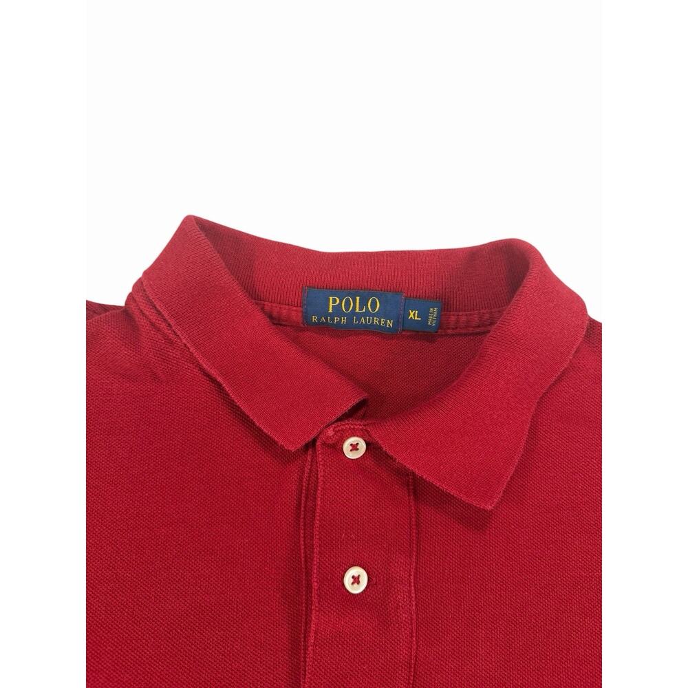 Polo Ralph Lauren Mens XL Red Long Sleeve Polo Shirt Blue Pony Cotton - Picture 2 of 6